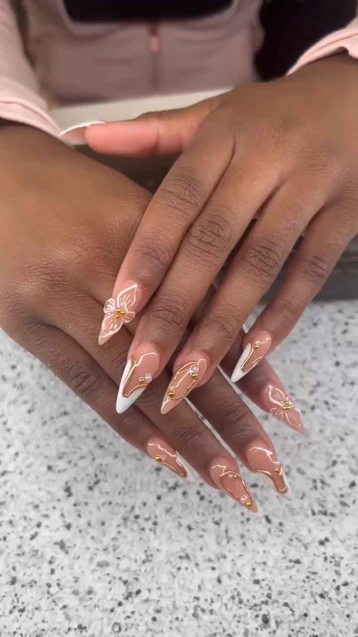 Glamorous nail set with gem accents