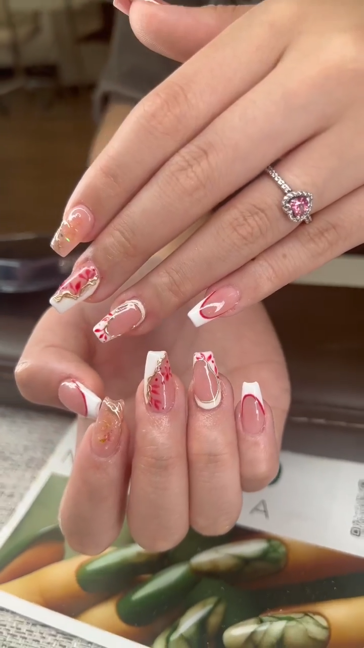 Custom nail design with delicate details