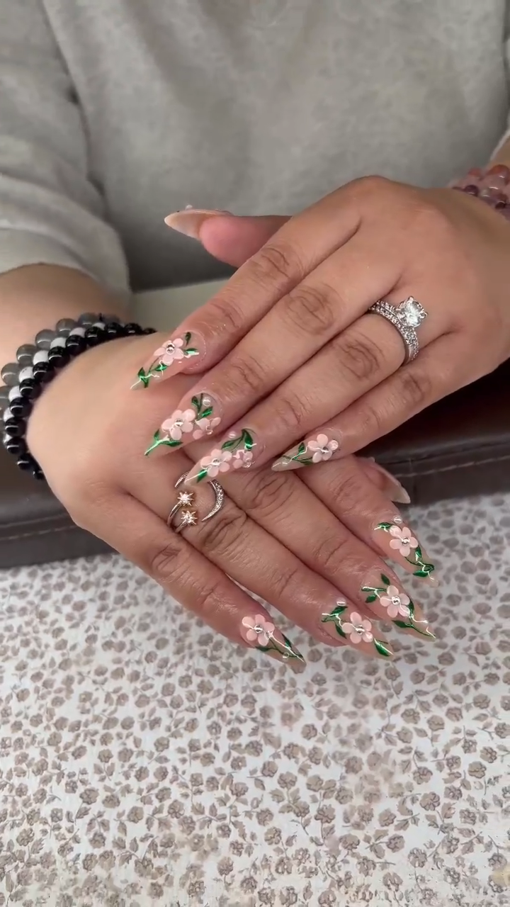 Artistic nail design with bold colors