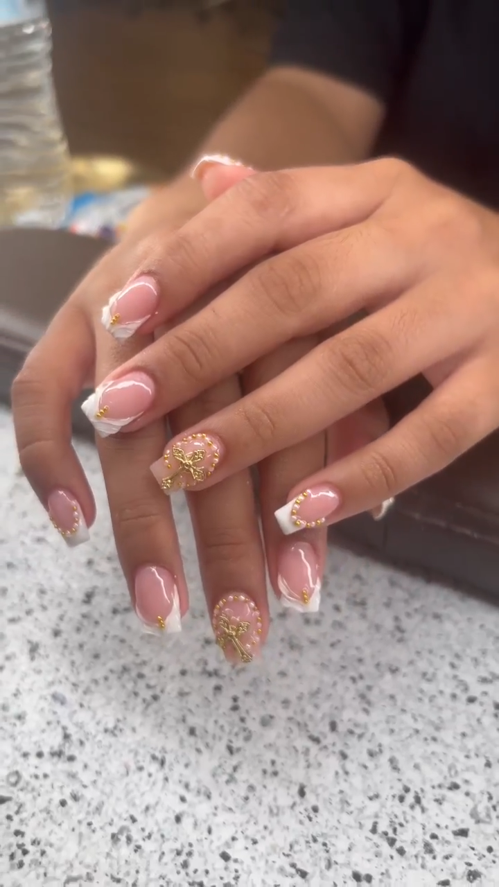 Vibrant nail set with gem embellishments