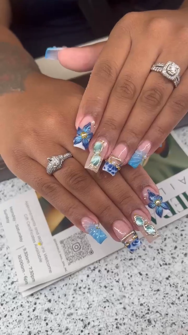 Vibrant nail art by Emerald Nail Spa NYC