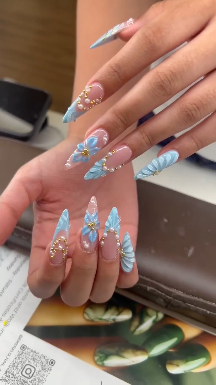 Glamorous nail art with intricate details